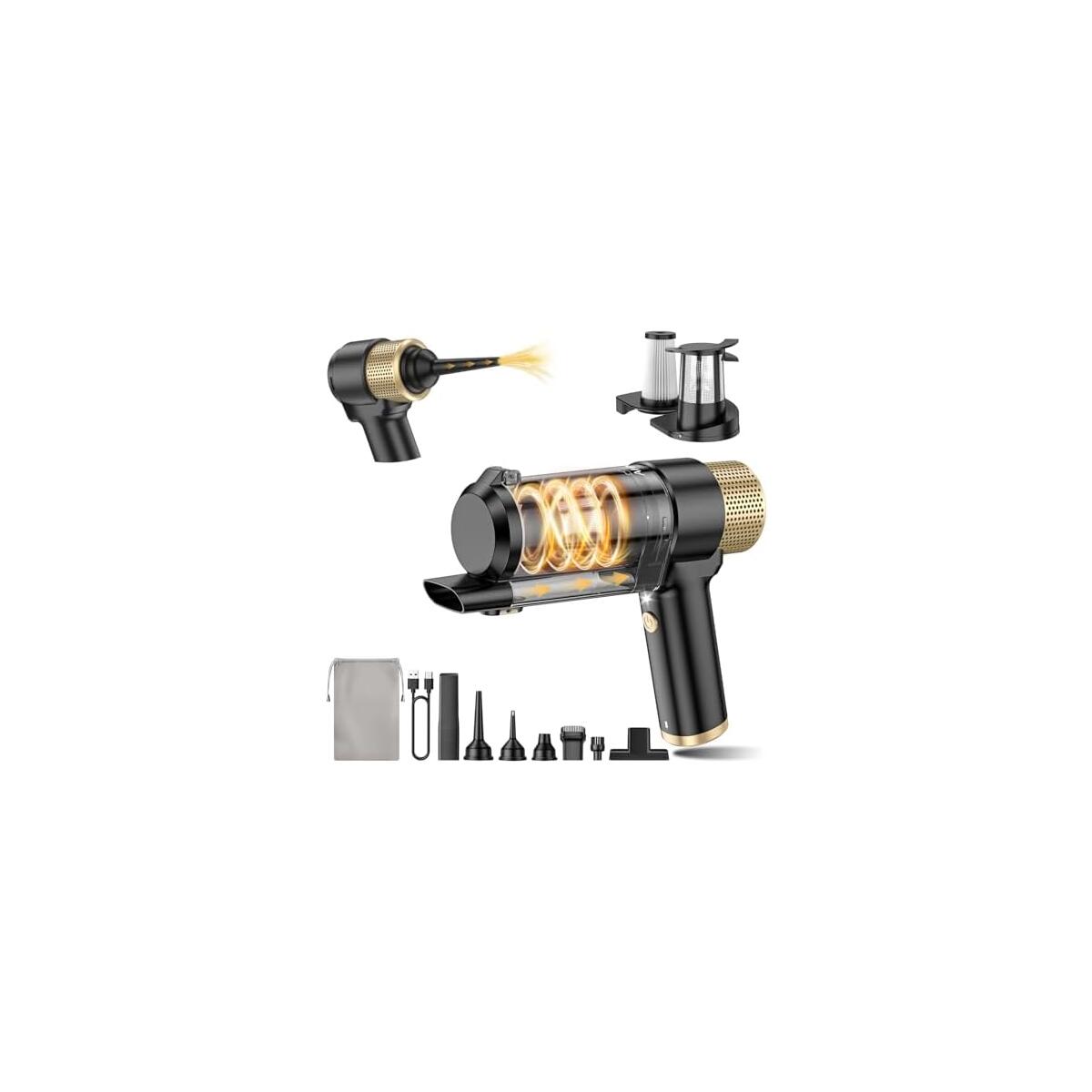 AHNR Handheld Car Vacuum Cleaner Cordless with 16000PA Powerful Suction, 4-in-1 Portable Mini Vacuum Cleaner & Air Duster with Multi-Accessories, Hand Held Vacuum Cordless Rechargeable for Car Home