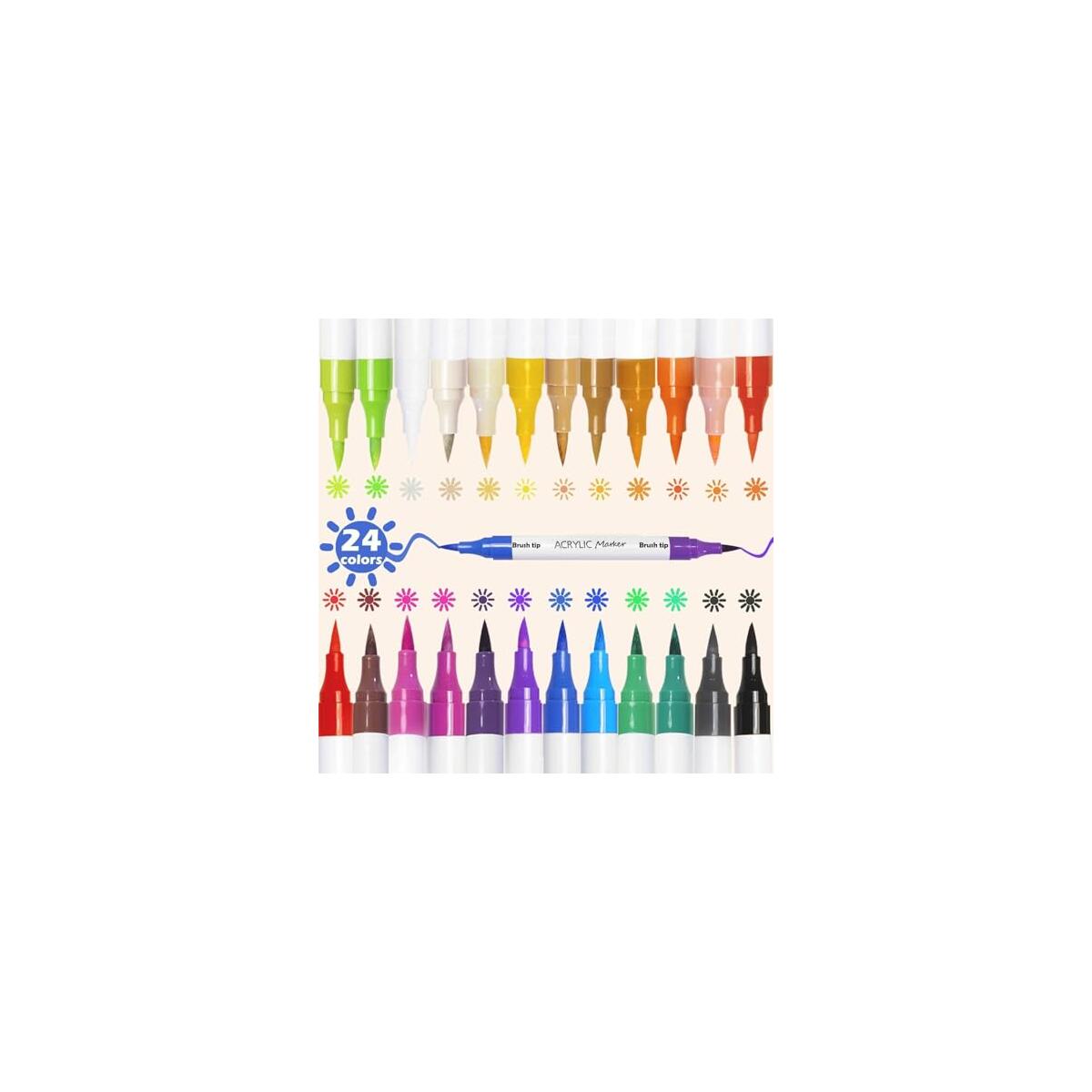 Acrylic Paint Markers Set 24 Colors Fabric Paint Deals - RebateKey