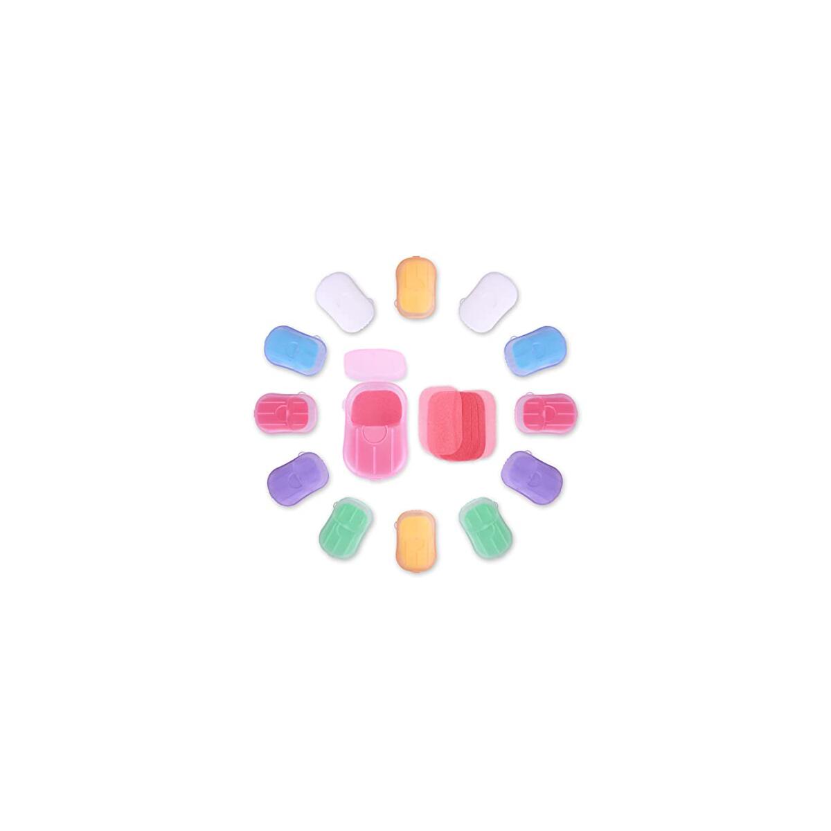 Bamsod 12 Boxes (240 Sheets) Mini Hand Soap Sheets Soap Paper Sheets Portable Disposable Travel Scented Bath Slice Sheet Foaming Paper Soap Confetti Slide Flakes for Travel and Outdoor