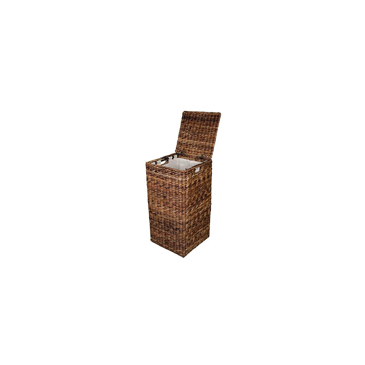 BIRDROCK HOME Seagrass Square Laundry Hamper with Removable Bag - Handwoven with Durable Abaca Fibers - Long Lasting Laundry Bin Storage for Dirty Clothes - Organizer Basket Use for Bedroom & Bathroom