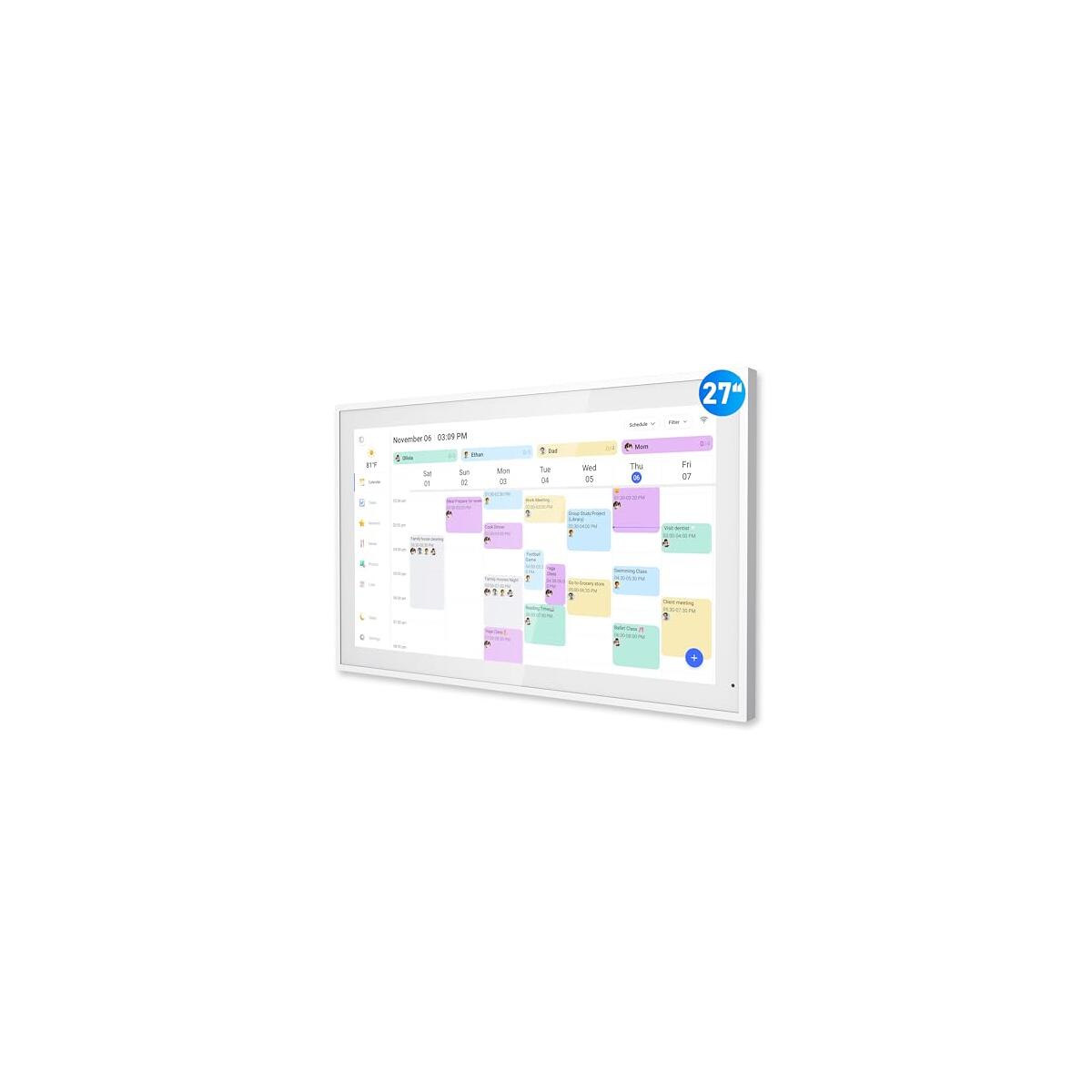 Digital Calendar – 27 Inch Electronic Wall Calendar & Chore Chart, Smart Family Organizer with Interactive Touchscreen Display, Wall Mount in Portrait or Landscape
