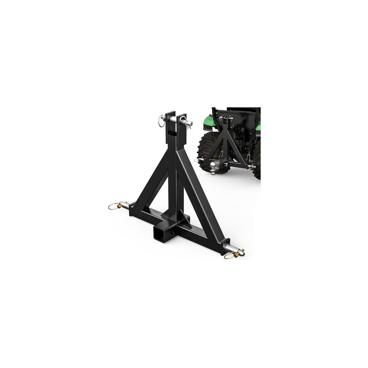 AUTOSAVER88 3 Point Hitch Receiver with 2" Receiver Trailer Hitch for Tractor Quick Hitch Drawbar Category 1 Attachments Fit for Kubota, John Deere,Kioti, Yanmar,NorTrac, BX, LM25H, WLM Tractor, Black