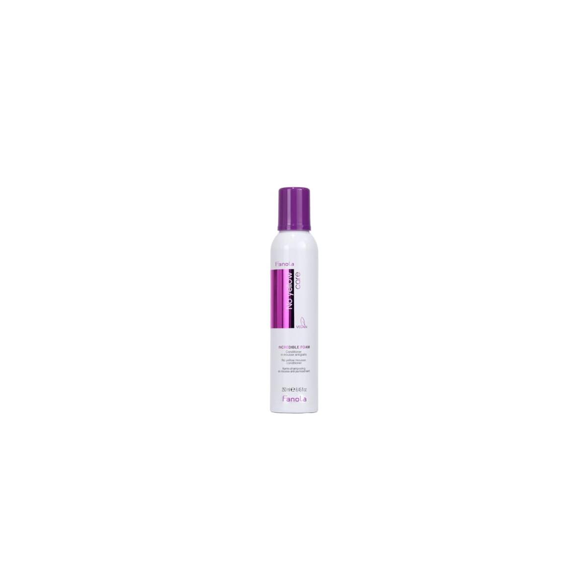 Fanola No Yellow Incredible Foam - Purple Hair Conditioner Mousse Toner With Violet Pigments Removes Yellow And Brassiness On Bleached, Blonde Or Highlighted Hair 8.4oz