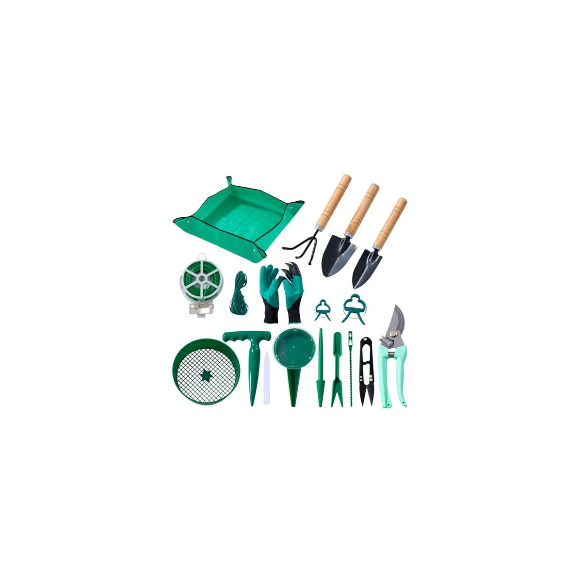 18-Piece Gardening Kit with Bonsai Tools, Succulent & Herb Planting Set, Pruning Shears, Seed Trays, Waterproof Mat – Durable BPA-Free Indoor & Outdoor Garden Tool Set Gift