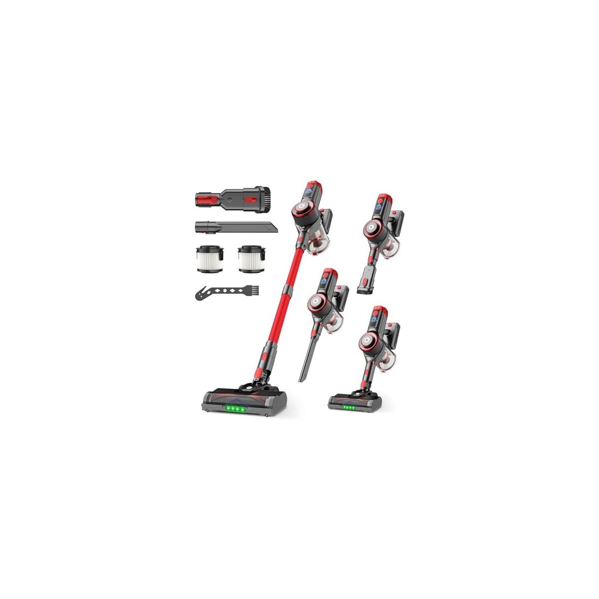 PRIME DAY DEAL! Cordless Vacuum Cleaner, 650W, 55KPa Powerful Stick Vacuum, 70-Min Runtime, Self-Standing, Anti-Tangle Brush, OLED Display, for Carpet, Hardwood Floors and Pet Hair