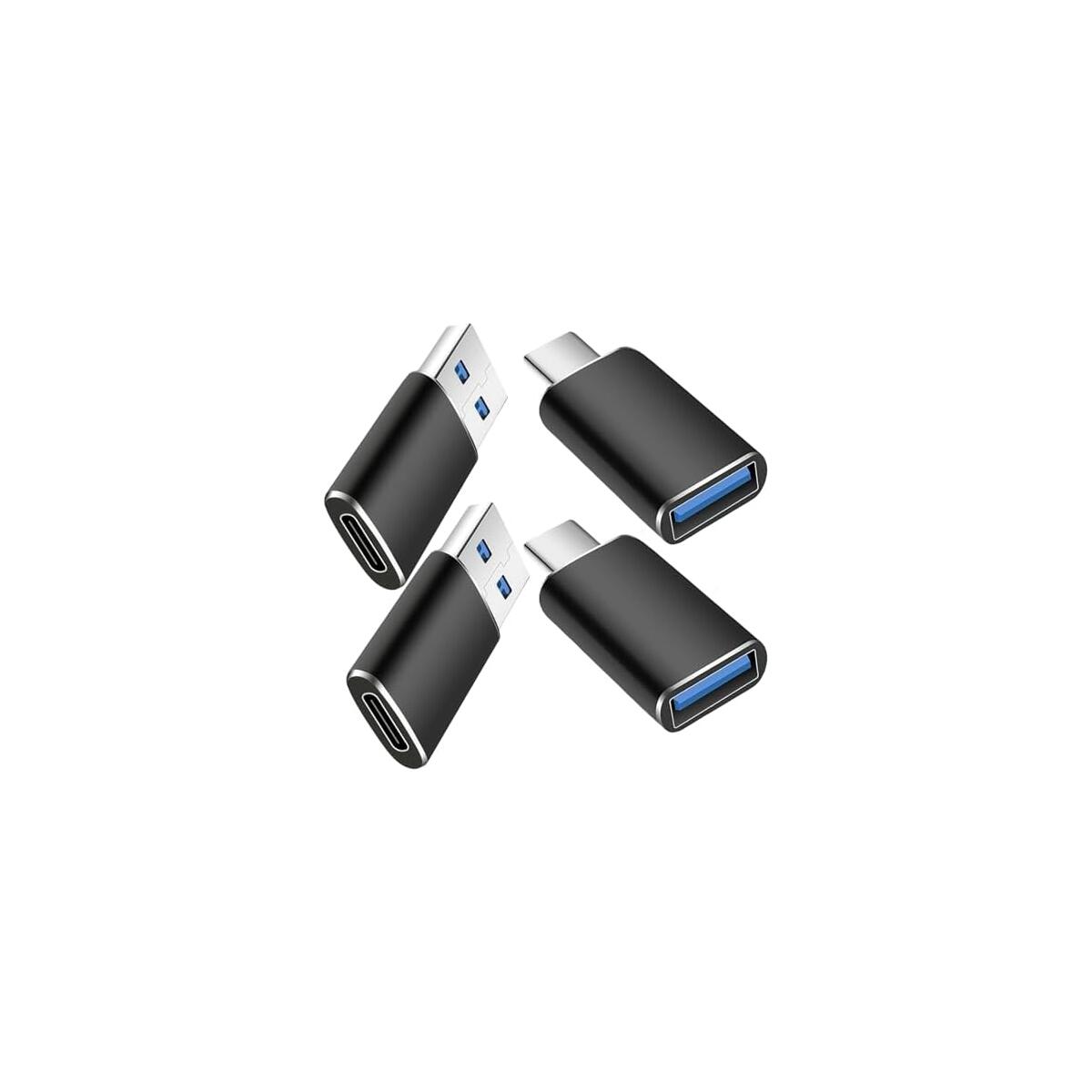 USB A to USB C OTG Adapter 4 Pack, 2Pack Type-C to A & 2Pack USB A to C Adapter,Compatible with MacBook Pro Air,Samsung Notebook and More,for iPhone 16 15 14 13 Plus Pro Max,Serial Adapters