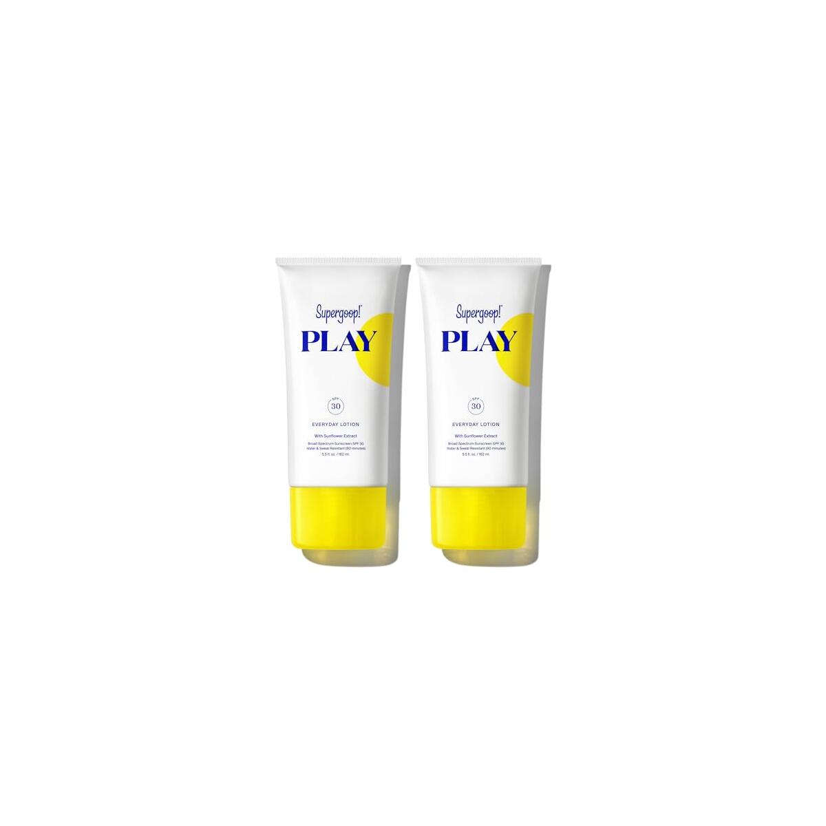 Supergoop! PLAY Everyday SPF 30 Lotion - 5.5 oz, Pack of 2 - Broad Spectrum Body & Face Sunscreen - Water & Sweat Resistant - Great for Active Days