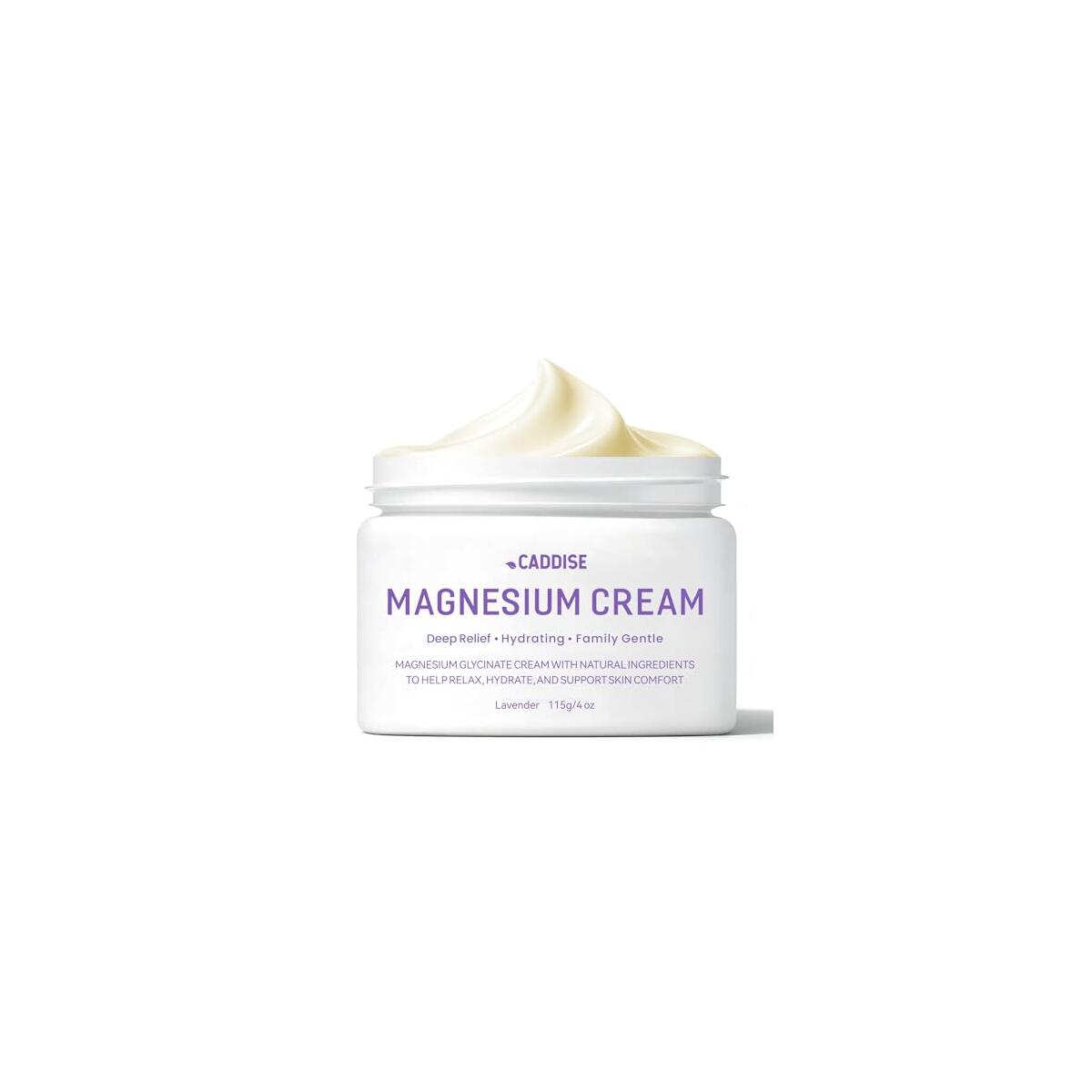 Magnesium Lotion with Magnesium Glycinate, Fast-Absorbing Moisturizing Cream for Legs, Feet & Body, Non-Greasy, for Daily Comfort & Nighttime Routine, Gentle for Kids, Lavender, 4 fl oz