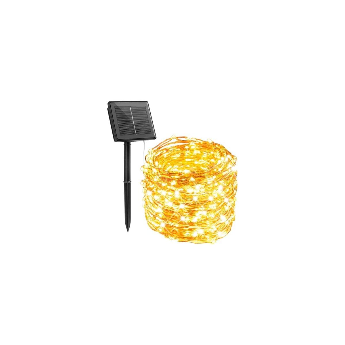 Minetom Solar Fairy Lights,33Ft 100 LED Solar String Lights Outdoor, IP65 Waterproof Patio Lights with 8 Modes for Tree Patio Christmas Party Wedding Decor (Warm White)