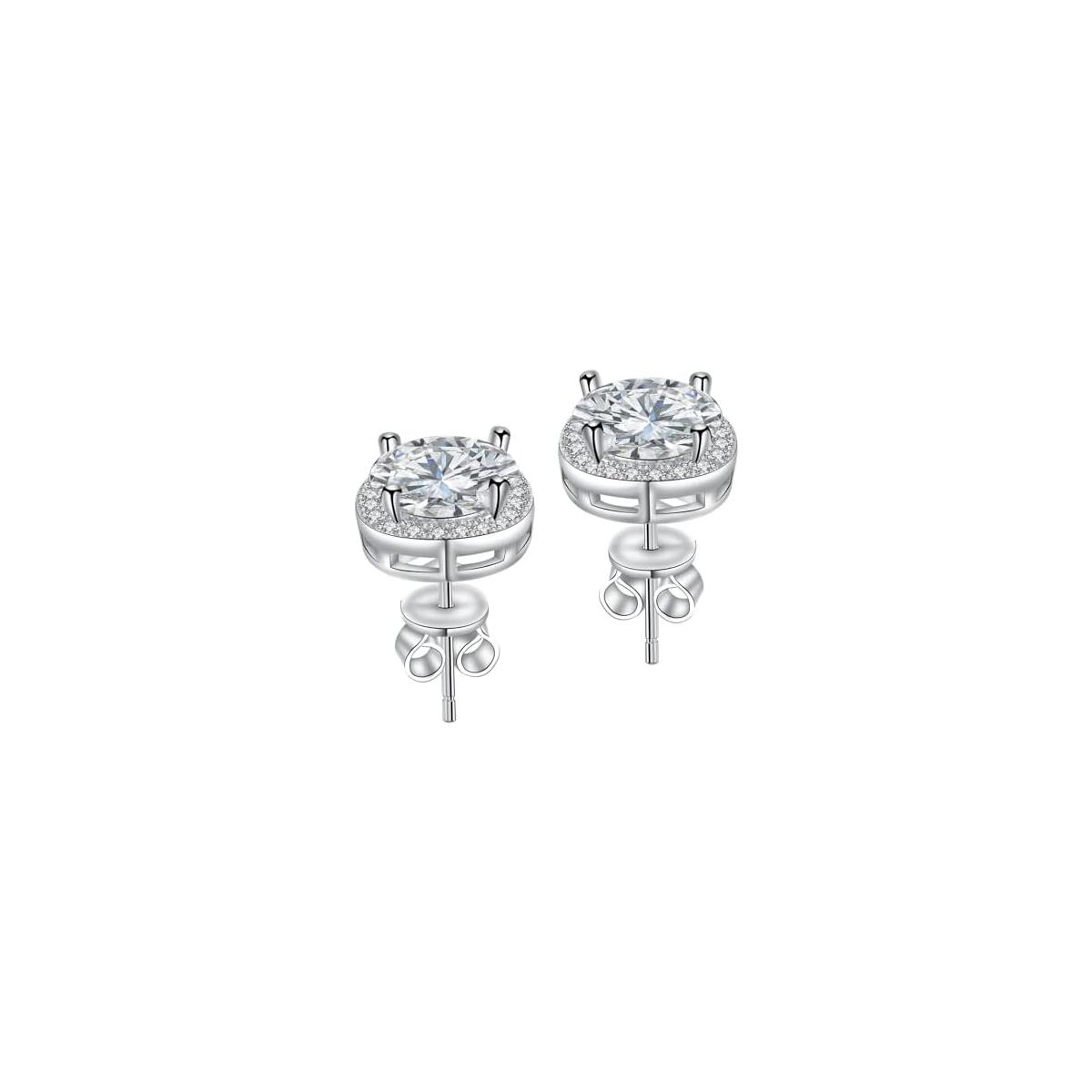 Moissanite Stud Earrings for Womens 3-4 Carat S925 Sterling Silver Earrings for Women D Color VVS1 Clarity Moissanite Earrings