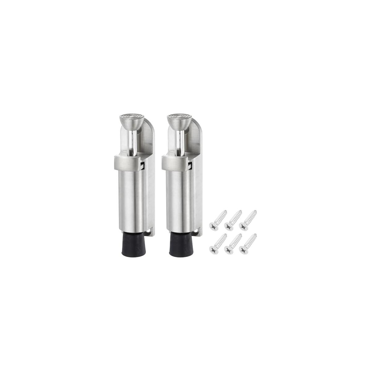 sourcing map 2 Pack Kickdown Door Stop, Spring Loaded Telescopic Door Stopper, Adjustable Door Locks Holder for Distance from The Ground 25mm/0.98