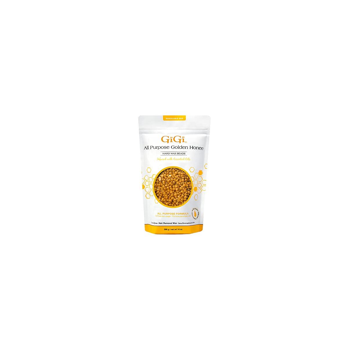 GiGi Hard Wax Beads, Golden Honee All Purpose Hair Removal Wax, no strip needed, 14 oz