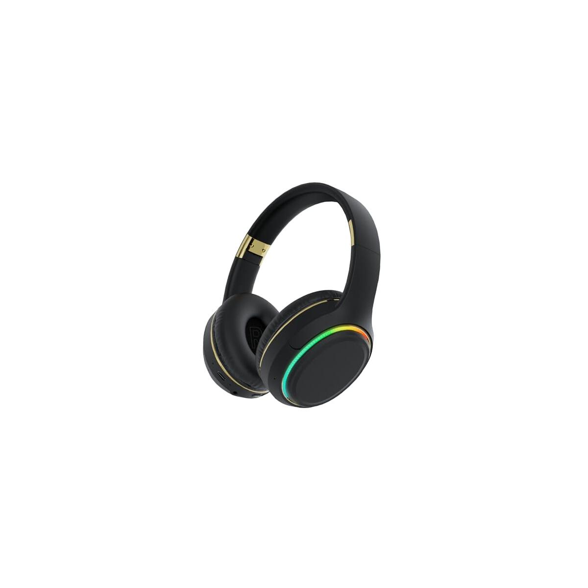 OOYY Foldable Over-Ear Headphones with Hidden Mic for Cell Phone, Wireless Bluetooth Headphones with RGB LED Lighting (Black)