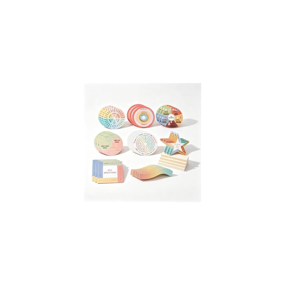 8 Designs Calming Anxiety Relief Sticker Set 24 Pcs | Textured Tactile Surface, Residue-Free Adhesive, Mindfulness & Breathing, For All Ages, Portable Compact Size
