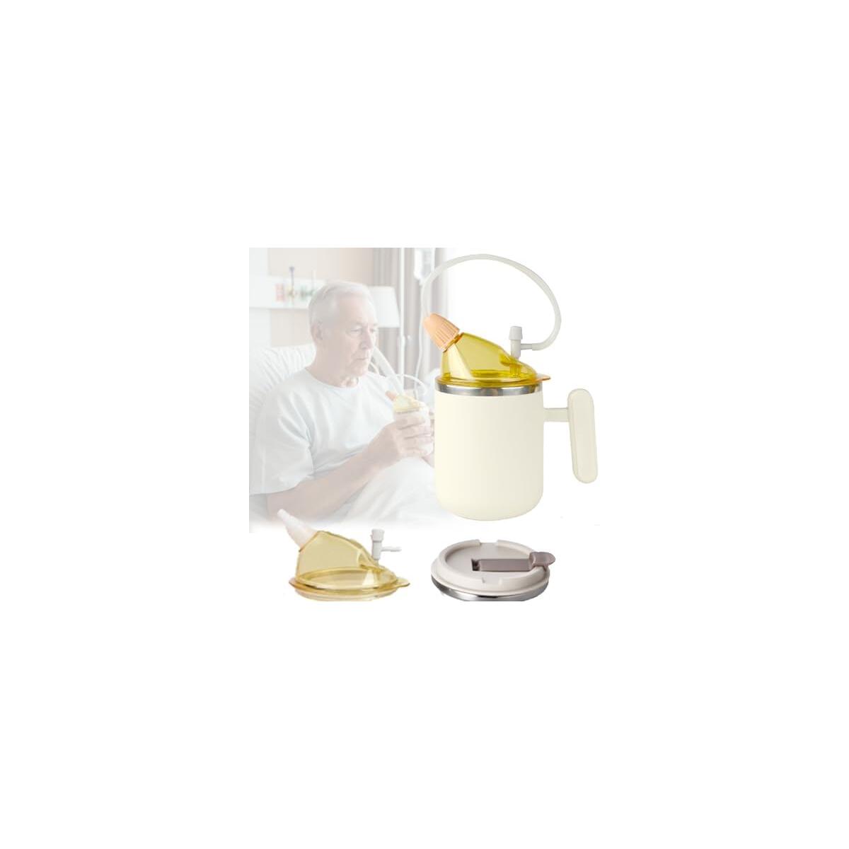 4 in 1 Adult Sippy Cup with Straw Spill-Proof & 2 Lids, Anti-Choke Stainless Steel Straw Sippy Cup for the Elderly & Disabled Patients, Great for Water, Coffee & Soup, Health & Household Essentials