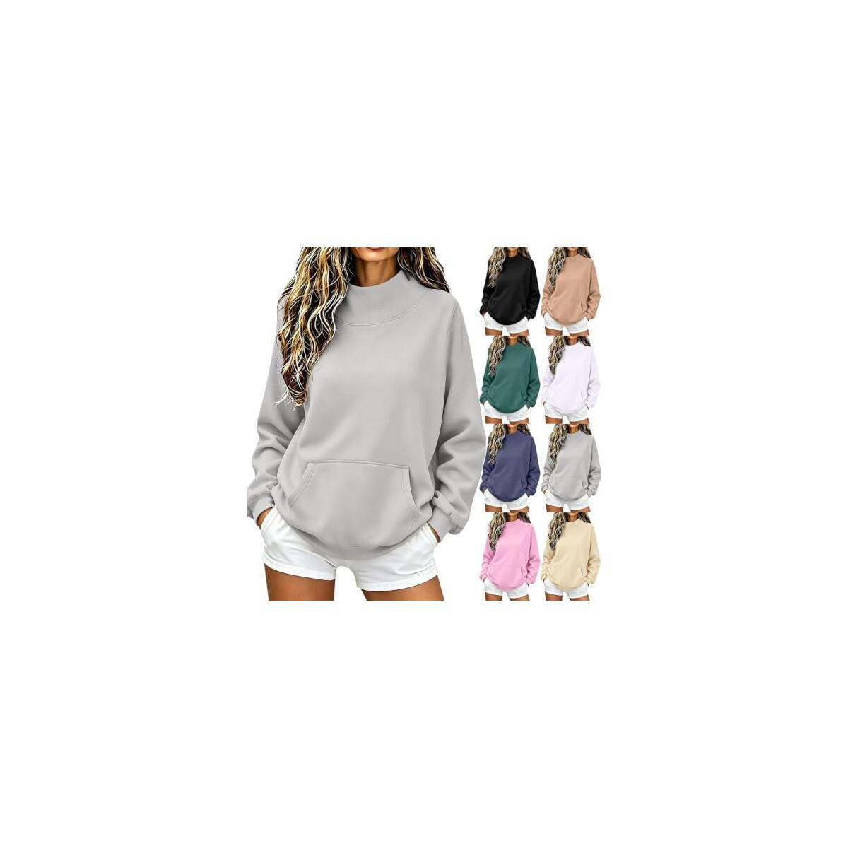Sweatshirt for Women Mock Neck Long Sleeve Pullover Oversized Sweatshirts | Women Mockneck Lightweight Sweatshirts, Turtleneck Long Sleeve Tops, 2026 Fall Winter Fashion Clothes