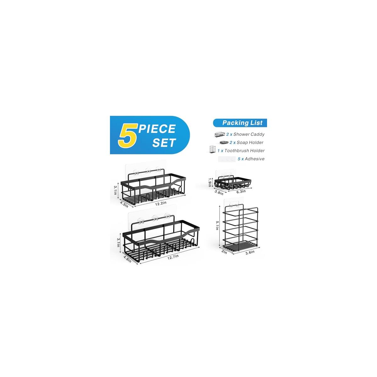 5 Pack Rustproof Stainless Steel Shower Caddy Set Deal - RebateKey