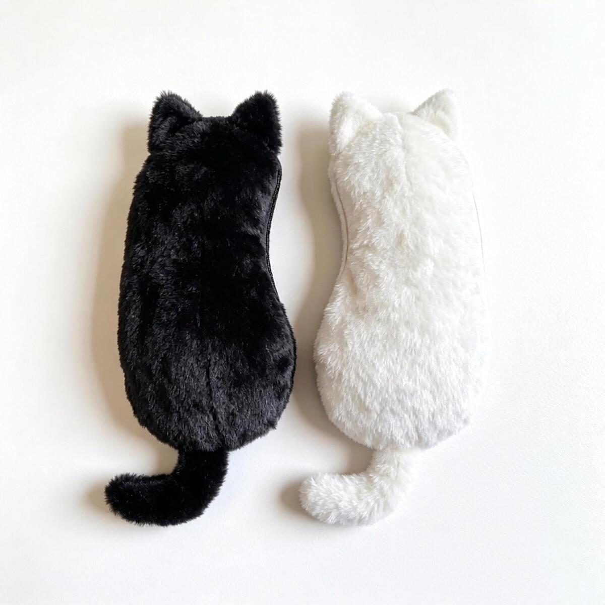 2-Pack Plush Cat-Shaped Pencil Pouches with Zipper