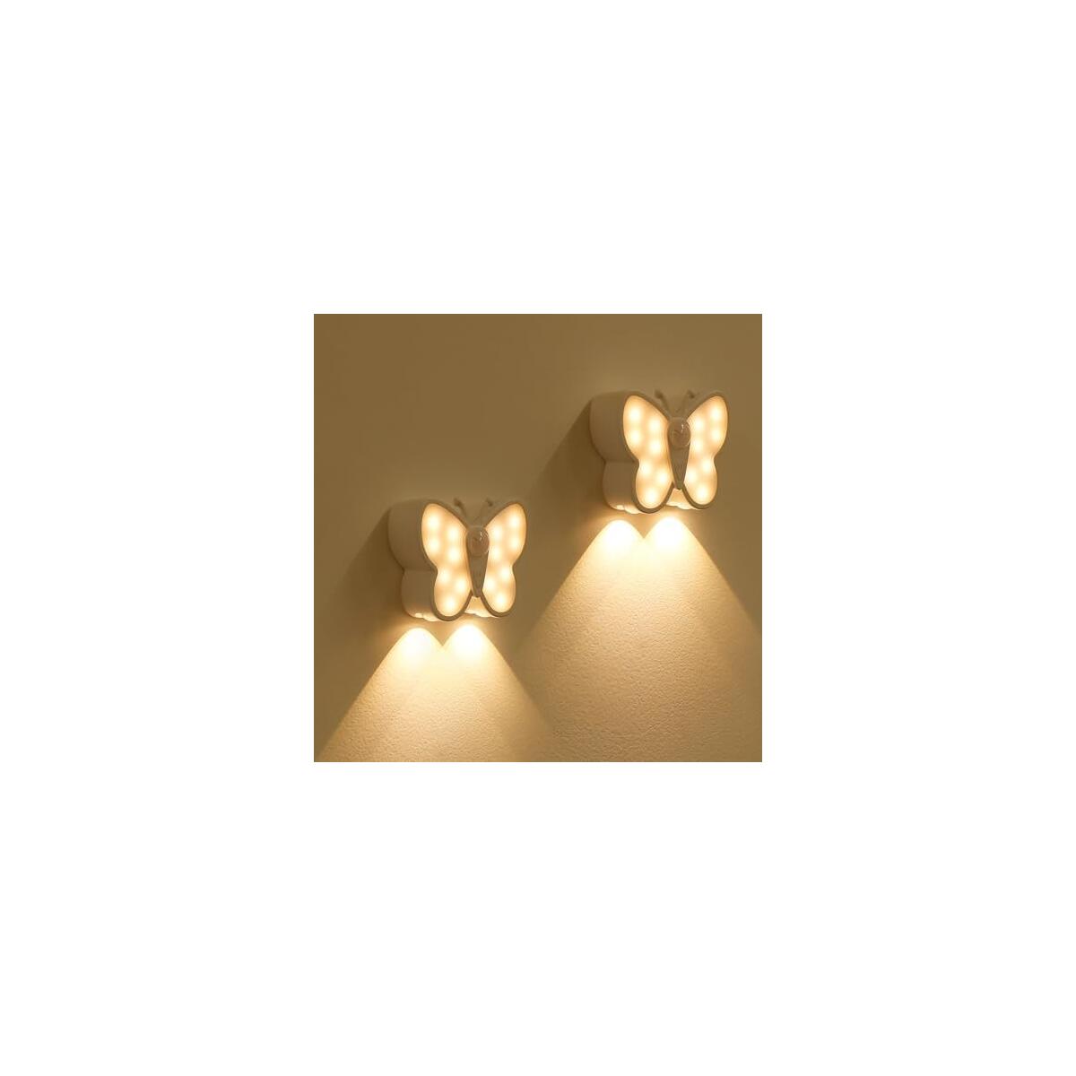 2Pcs Night Light with Motion Sensor USB Rechargeable Nightlight Magnetic LED Night Lamp for Stairs Hallway Bathroom Bedroom Kitchen