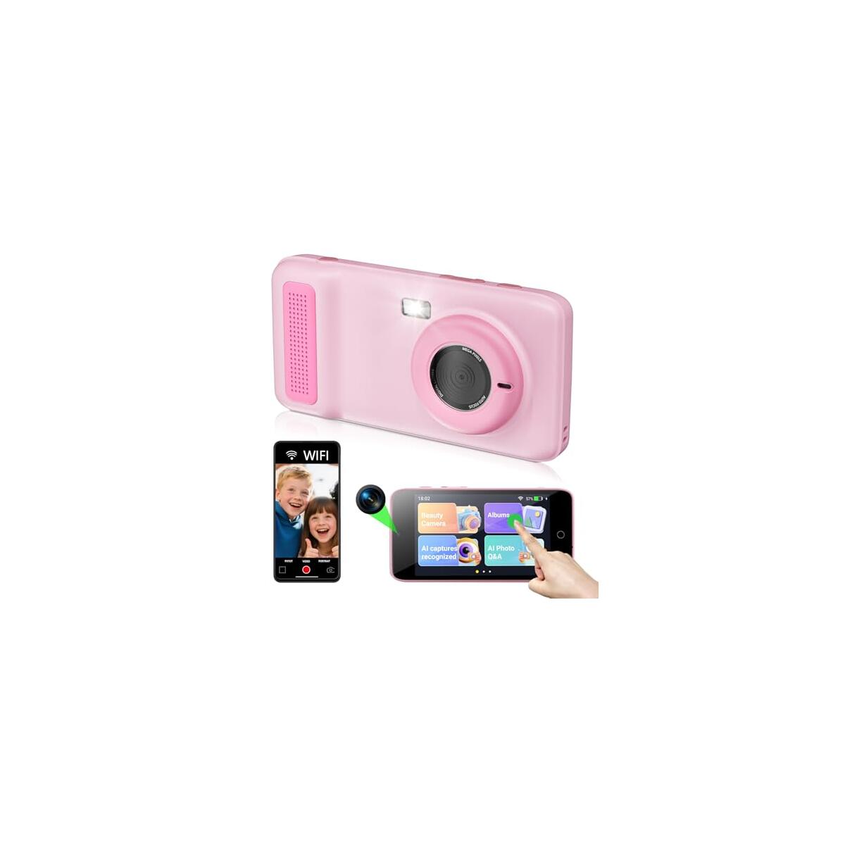 AI Digital Camera,AI Kids Camera Everything Recognition for 4 to 12 Years Old Girls Boys, Dual Lens,2.4GHz Wi-Fi,4