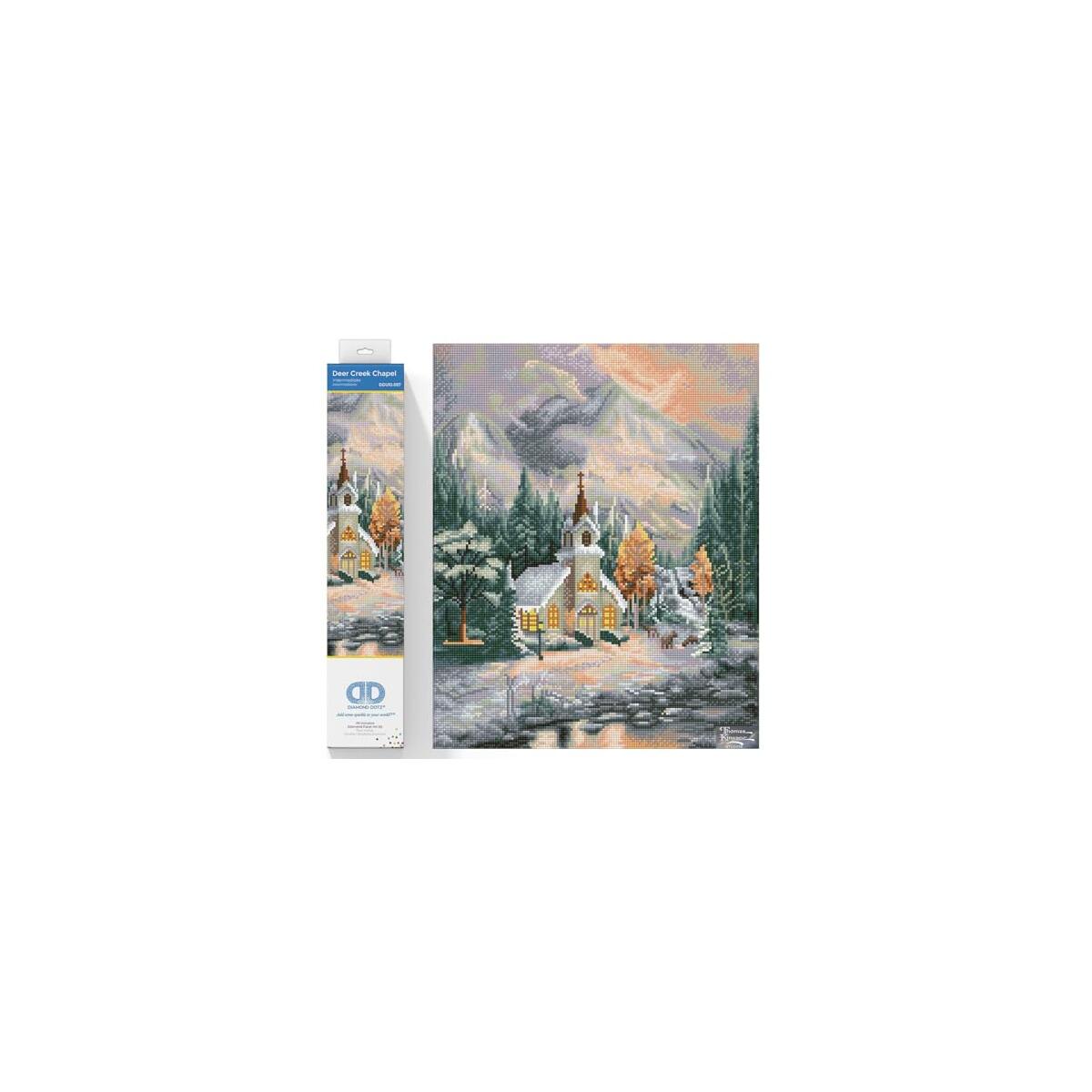 Diamond Dotz Thomas Kinkade Deer Creek Chapel - Diamond Art Kits a Relaxing Creative Craft Kit with Dotz Gems 16"x20"