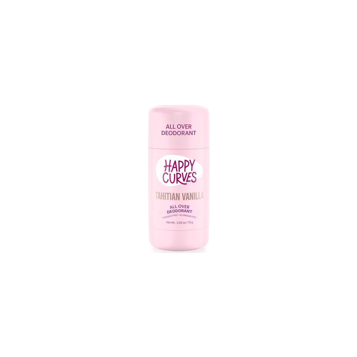 HAPPY CURVES All Over Whole Body Deodorant for Women - Aluminum-Free - Invisibile All Day Layer of Full Body Protection for Odor Control Only, Sensitive Skin, & Private Parts (Tahitian Vanilla)