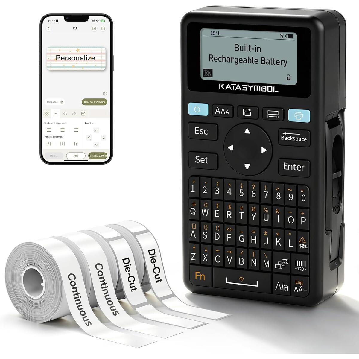 SUPVAN E11 Keyboard & Bluetooth Label Maker Machine with 4 Tapes