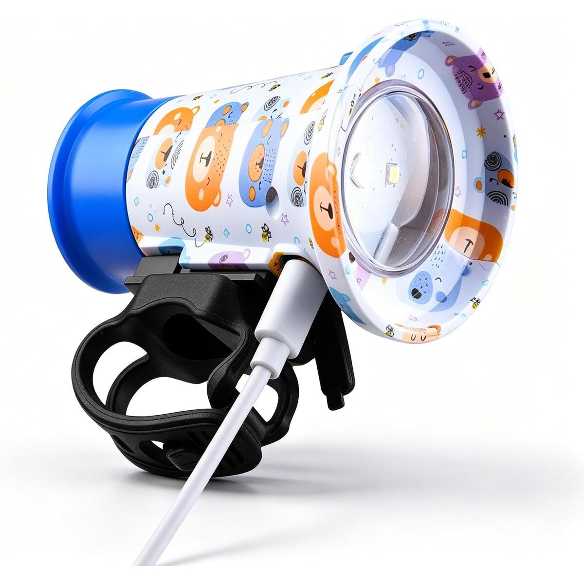Kids Bike Light with Horn, 125dB, 4 Lighting Modes, Cartoon Design