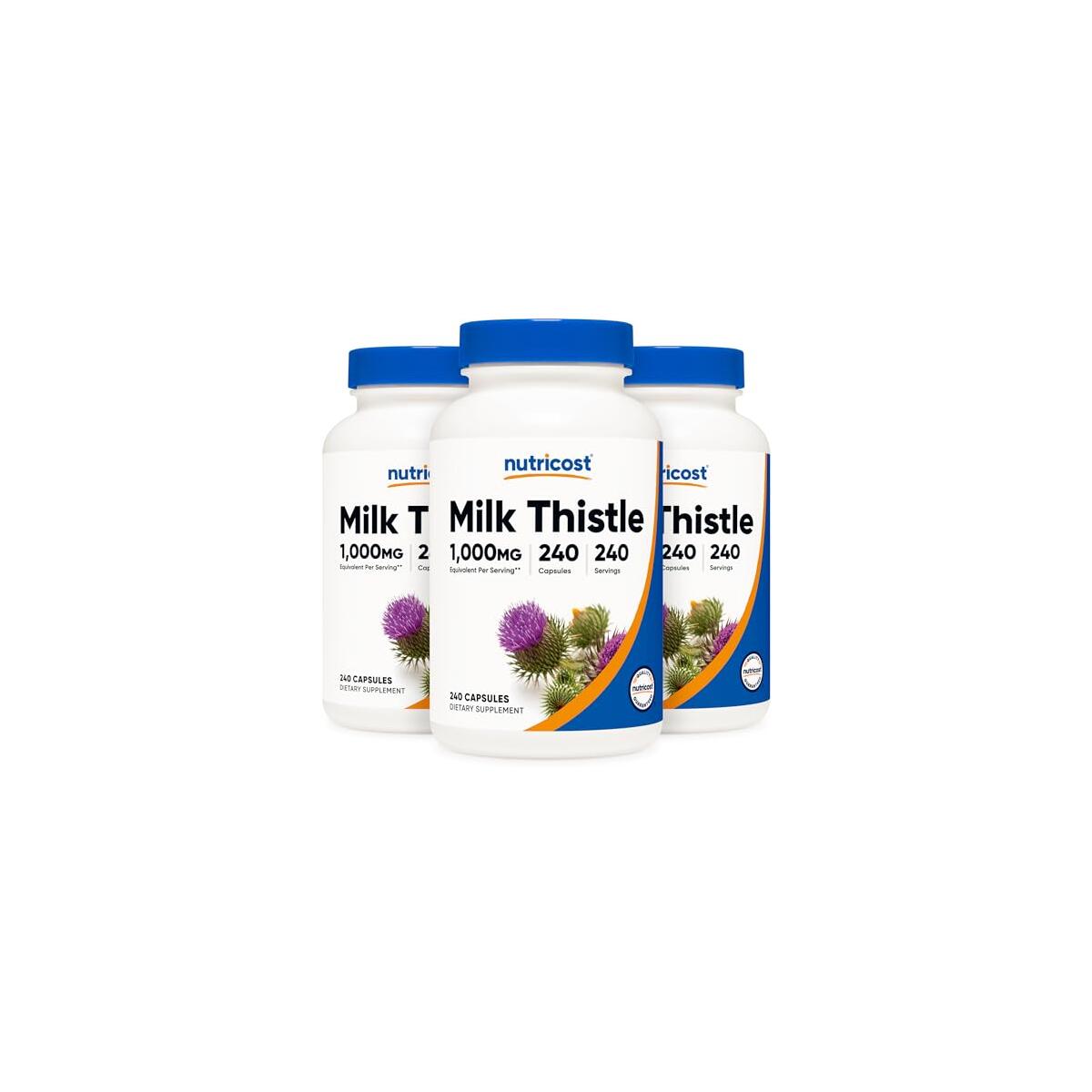 Nutricost Milk Thistle 1,000mg Equivalent, 240 Capsules (3 Pack) - 250mg of 4:1 Extract - Vegan, Non-GMO and Gluten Free