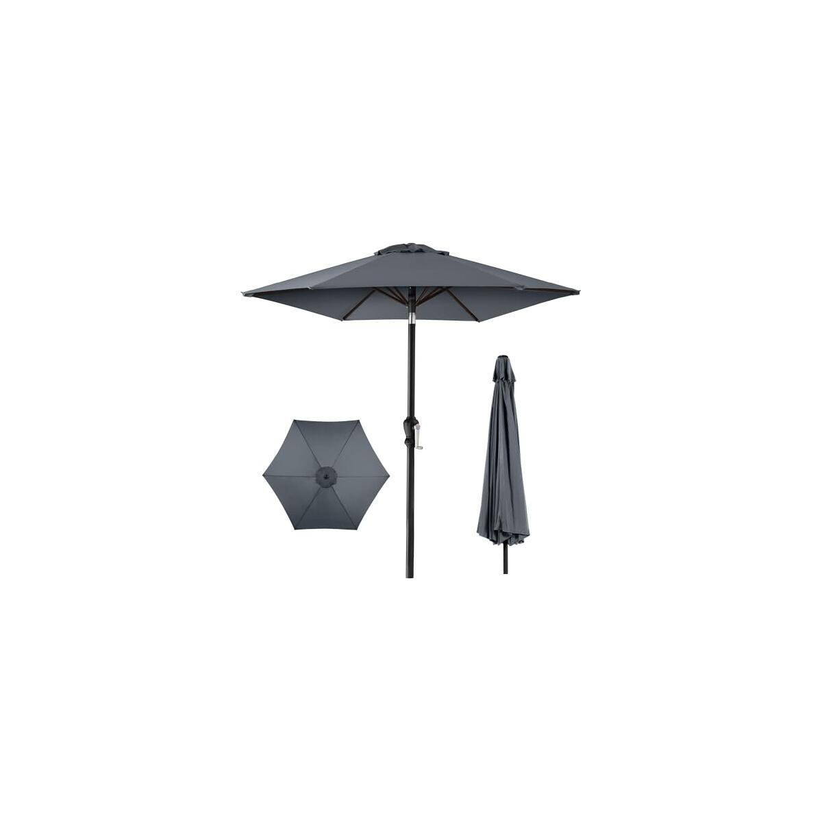 Best Choice Products 10ft Outdoor Steel Polyester Market Patio Umbrella w/Crank, Easy Push Button, Tilt, Table Compatible - Slate