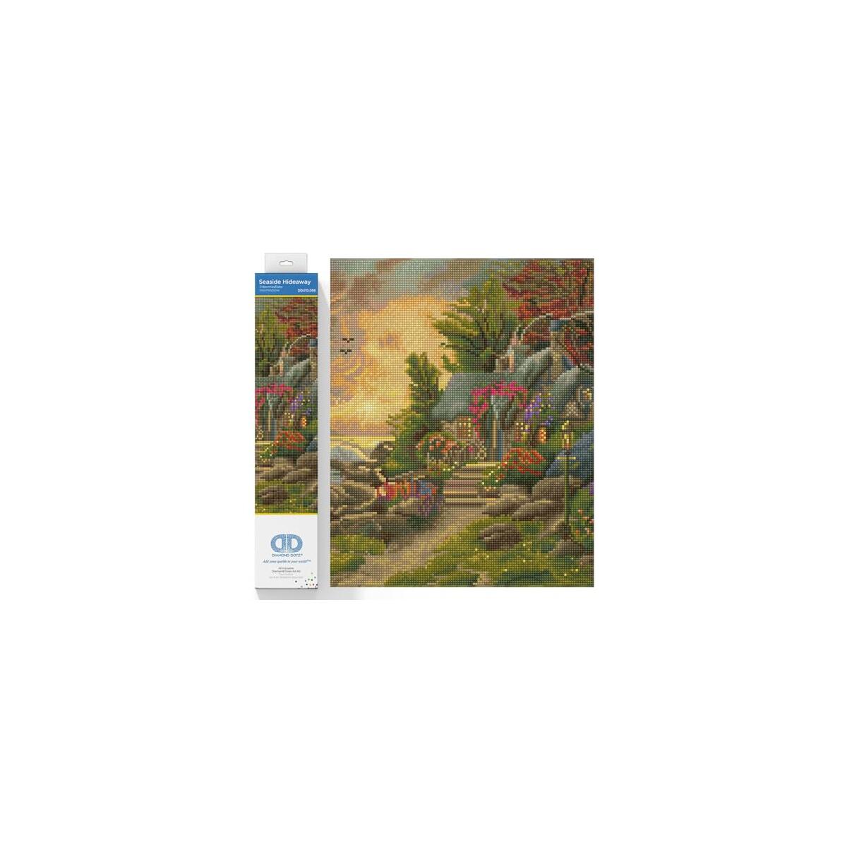 DIAMOND DOTZ Thomas Kinkade Seaside Hideaway Landscape Diamond Painting Kits for Adults - Diamond Art Kits a Relaxing Creative Craft Kit with Dotz Gems 16"x20"