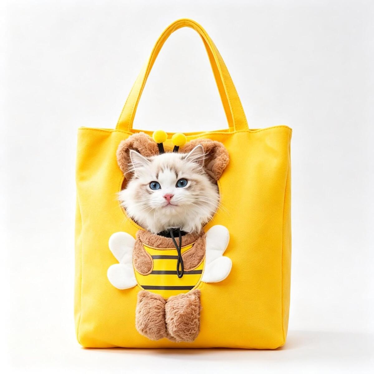 Bee Shape Head-Out Cat Carrier Tote Bag, Canvas, 44x44 cm