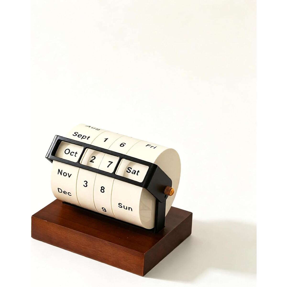 Perpetual Desk Calendar with Solid Wood Base