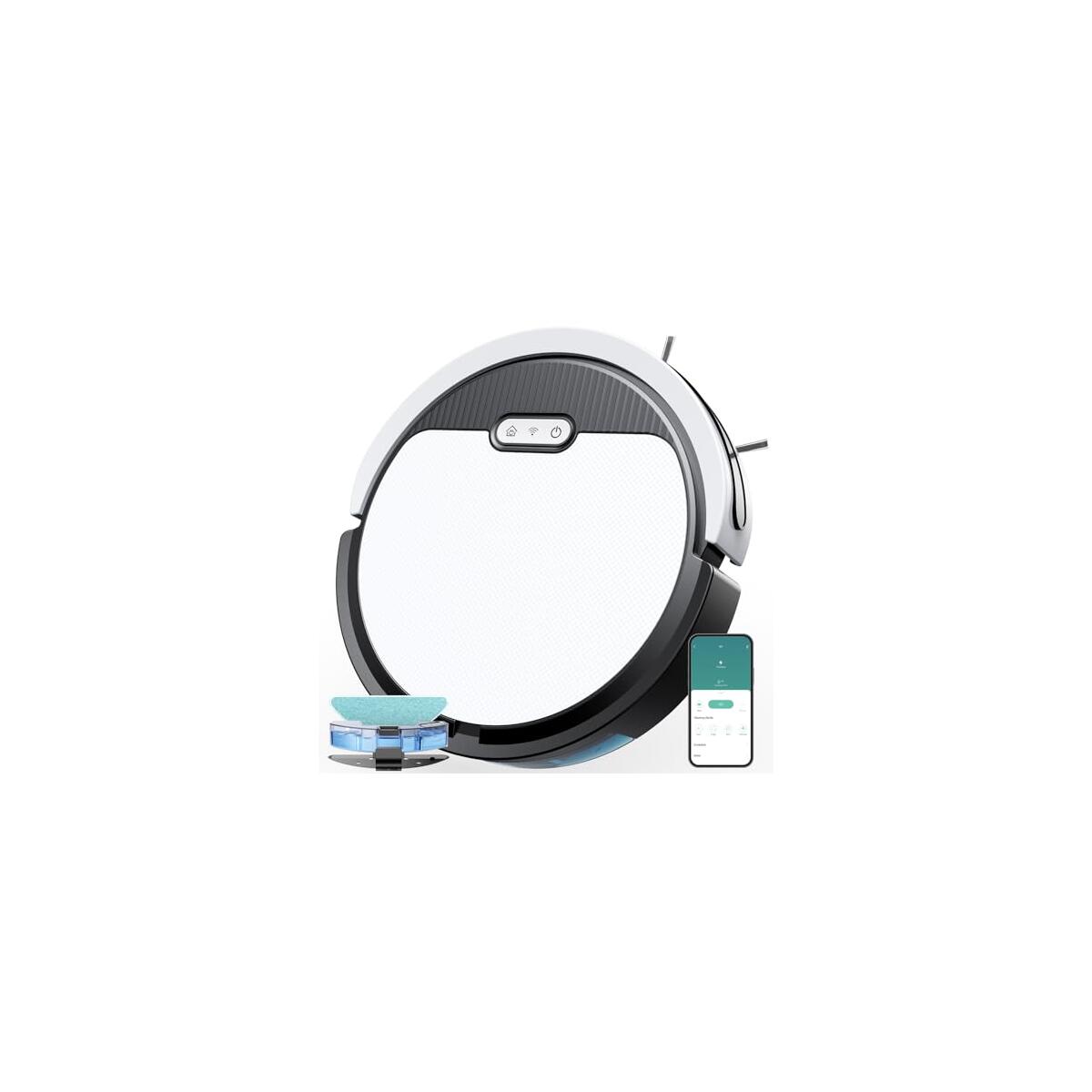 V3 Robot Vacuum and Mop, 3 in 1 Combo Cleaner for Home with Pet Hair and Hard Floor, 5000Pa Suction, Self-Charging, 120 Mins Run Time,Super Thin Body & Large Dust Box,App + Alexa