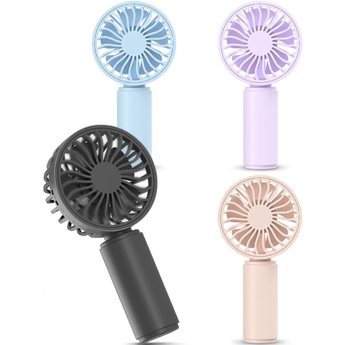 JODNO Mini Portable Handheld Fan 4-Pack, USB Rechargeable Battery Powered Small Personal Fan Desk Eyelash Fans with 3 Speeds Summer Gift for Women Men Makeup Office Outdoor Travel Camping