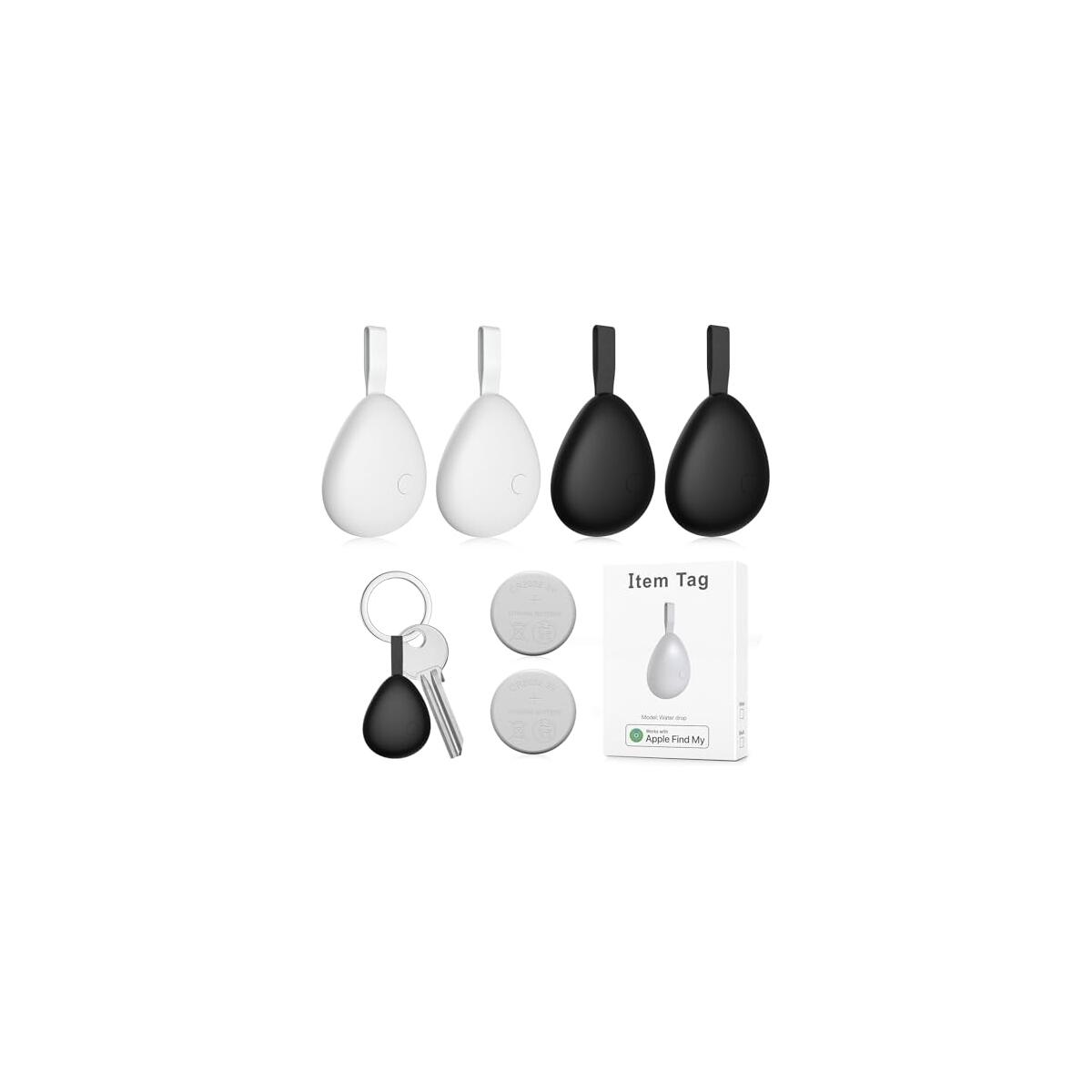 [Apple MFi Certified] Air Tracker Tags 4 Pack (iOS Only), Bluetooth Tracker for Apple Find My, Replaceable Battery, Key Finder and Item Locator Smart Tag for Keys, Bags, Luggage, Wallet（All variants are applicable.）