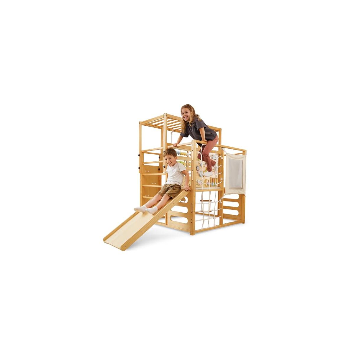 Avenlur Montessori Gym Alpine Wooden Jungle Gym with Indoor Swing, Toddler & Baby Climbing Toys, Rock Wall Perfect for Active Fun & Skill Development, Ages 2-8