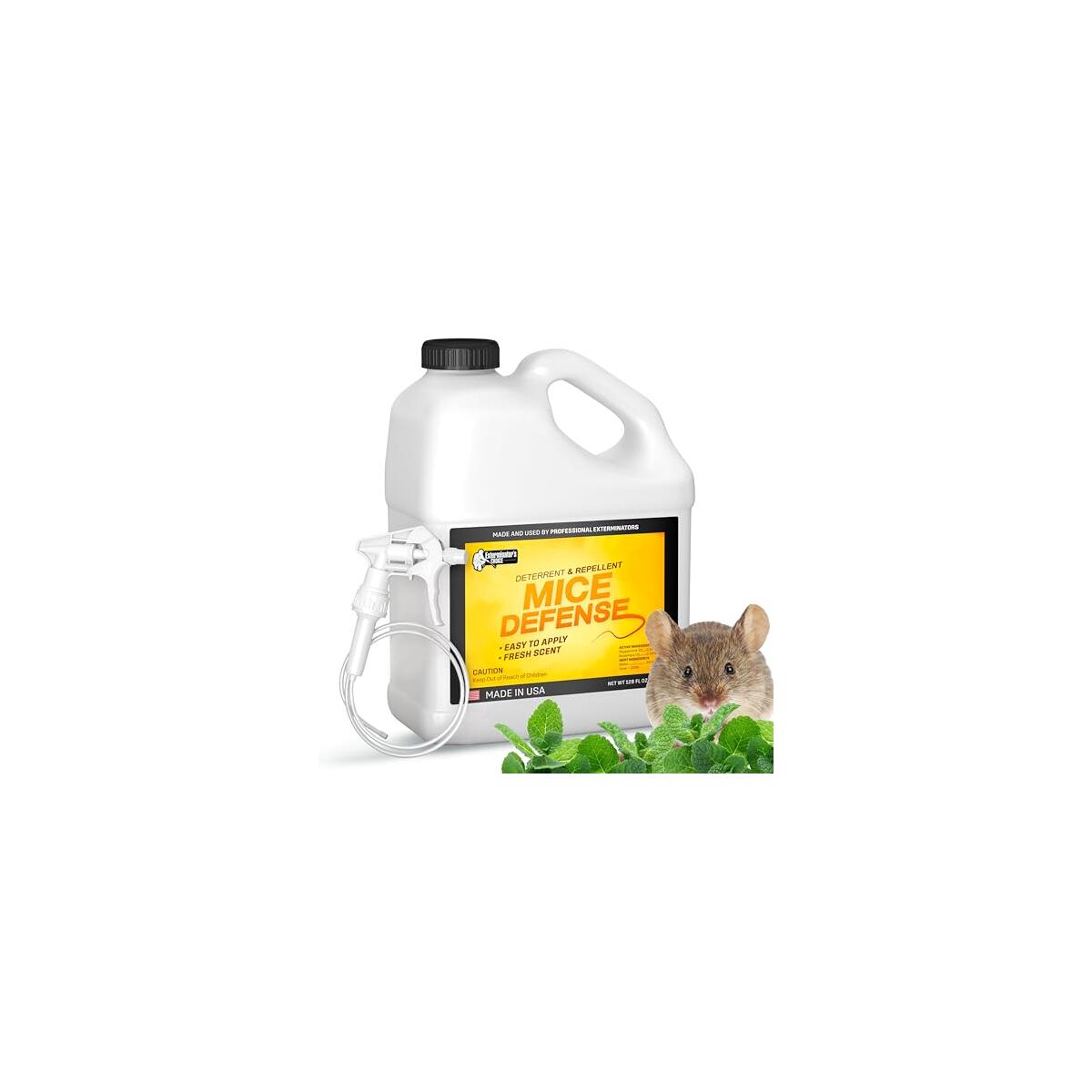 Exterminators Choice Mouse Defense Spray - 1 Gallon (128 fl oz) - Peppermint Scent - Indoor & Outdoor Use: Lawn, Garden, Attic, Garage - Safe for Kids & Pets