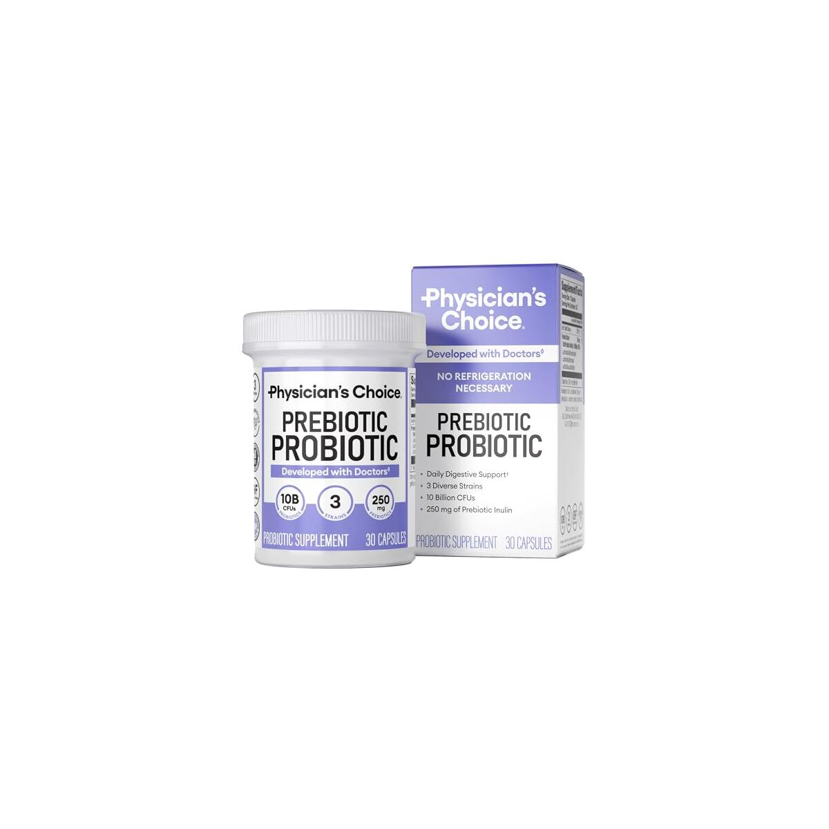Physician's CHOICE Prebiotic-Probiotic - Multi-Strain Probiotics & Synergistic Prebiotics -Designed for Digestive Health, Supporting Gut Microbiome - Powerful PrePro for Gut Health - for Women & Men