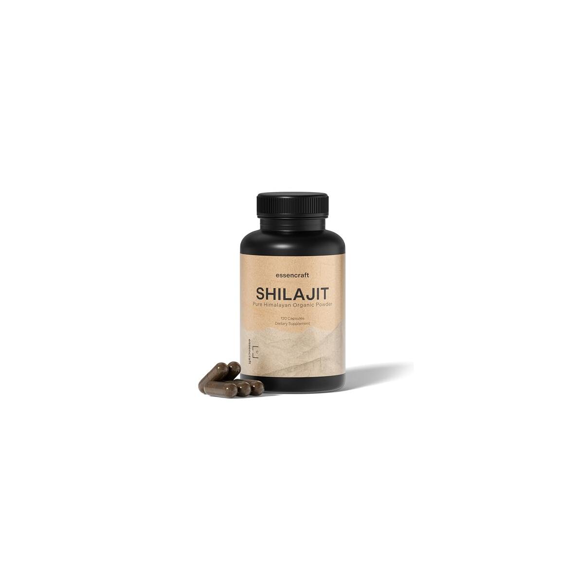 Organic Himalayan Shilajit Resin Extract - 1000mg Max Potency, Lab Tested Pure Shilajit for Men & Women, 85+ Trace Minerals Fulvic Acid, Immune Support, Energy, Cognition, 2 Month Supply, 120 Capsules