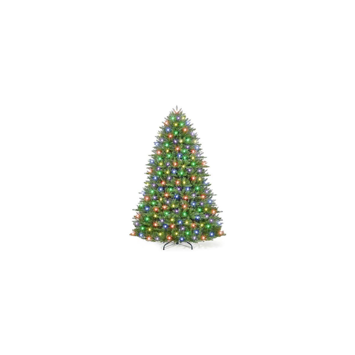 Garvee 9ft Artificial Christmas Tree Prelit, PVC Xmas Tree with 3357 Branch Tips, 900 Dual-Color LED Lights & Foldable Base, for Holiday, Party, Christmas Decorations, Green