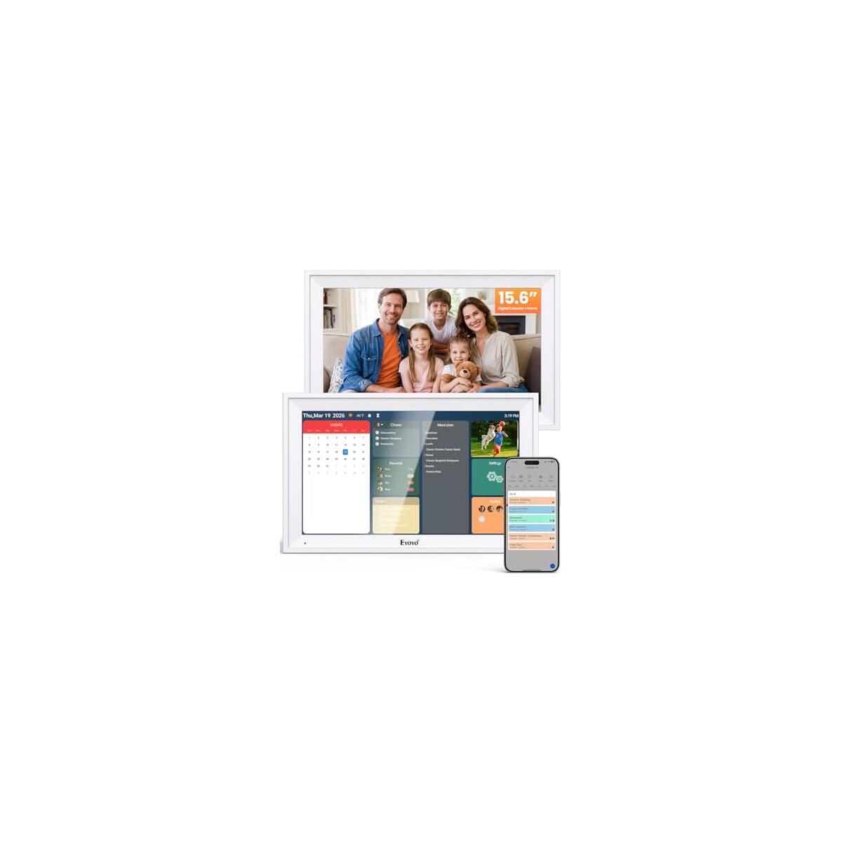 15.6 inch Digital Calendar Wall Planner - Eyoyo Smart Family Command Center & Chore Chart Touchscreen