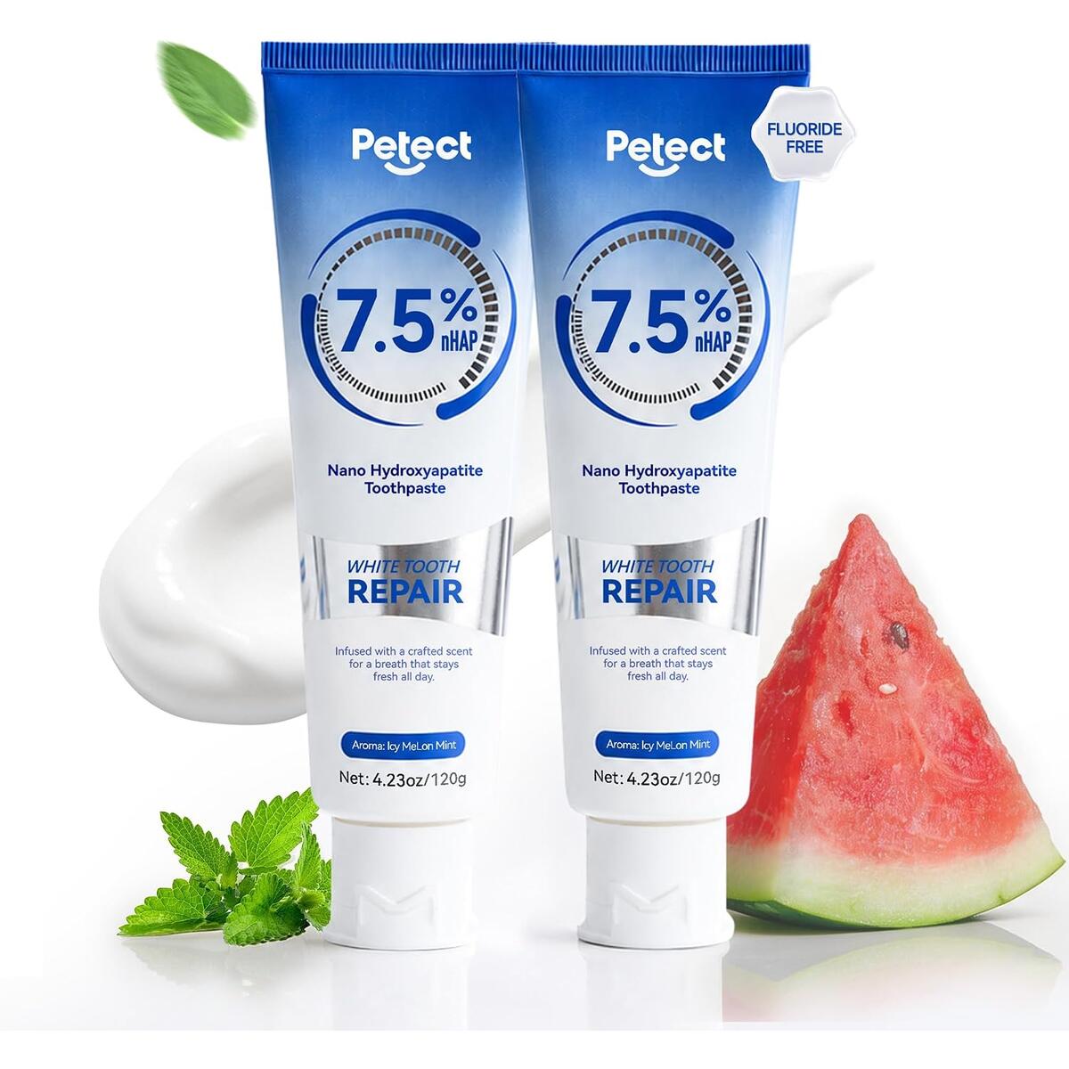 2-Pack 7.5% Nano Hydroxyapatite Toothpaste, Icy Melon Mint, 4.23 oz