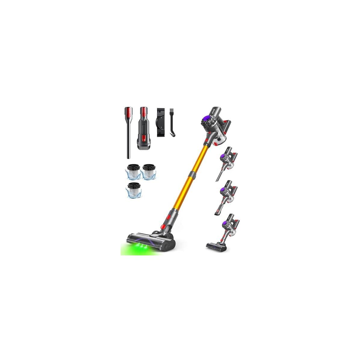 Cordless Stick Vacuum Cleaners for Home, 500W 45KPA 45Min Stick Vacuum | Lightweight Vac, Anti-Tangle, Removable Battery, LED Light, Portable Vac for Pet Hair, Carpets,Car, Hard Floors
