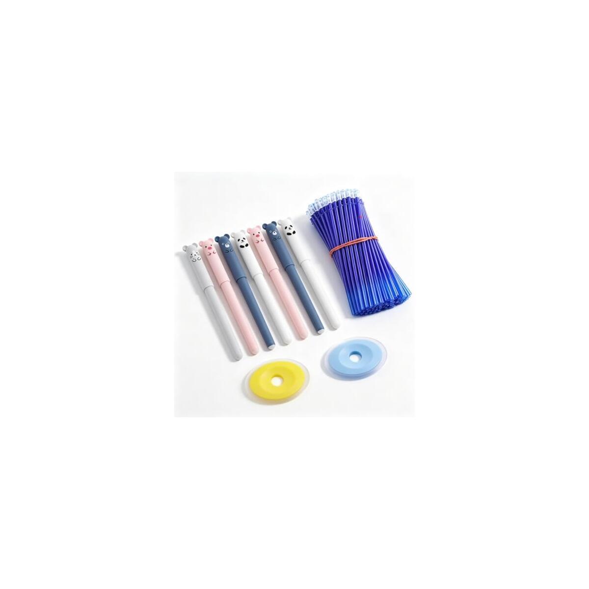 Bear Erasable Pen Set with Non-Slip Grip, Refillable and Reusable | 8 Pens & 20 Refills, Blue Ink, Non-Slip Grip, For Students & Adults, Reduces Plastic Waste