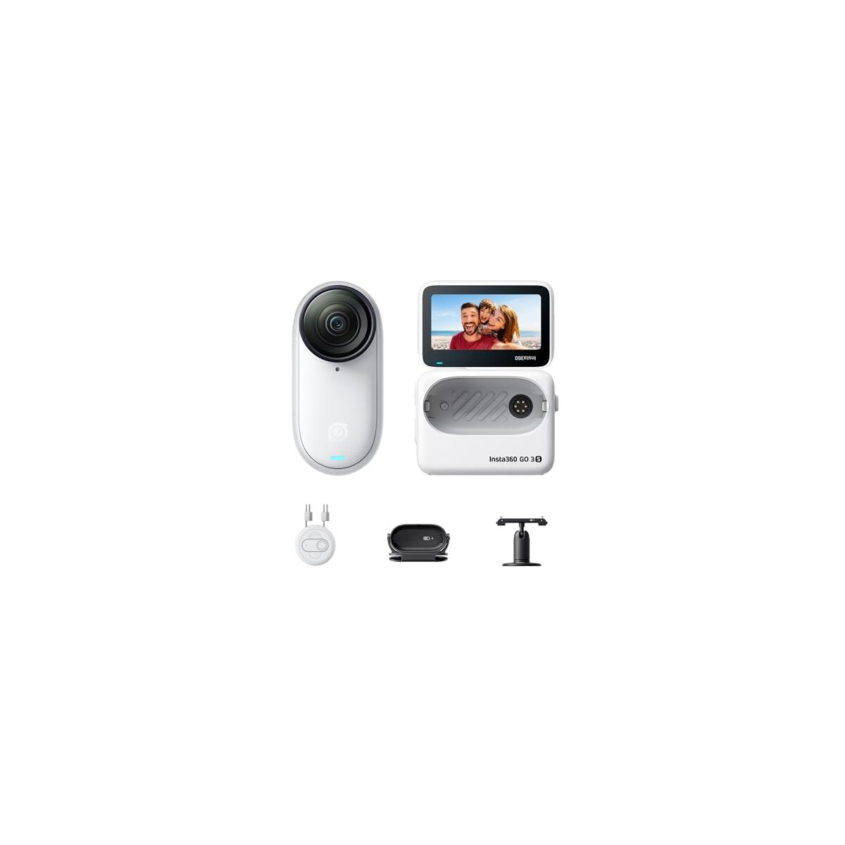 Amazon PRIME! Insta360 GO 3S - 128 GB White 4K Tiny Portable Vlogging Camera, Hands-Free POVs, Mount Anywhere, Stabilization, 140 Min Battery Life, 10m Waterproof, Apple Find My, Pet POV