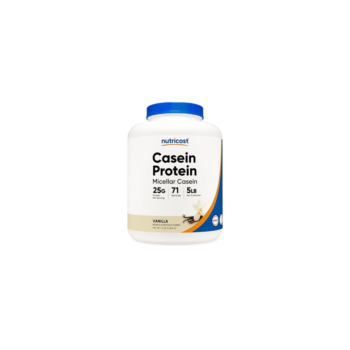 Nutricost Casein Protein Powder 5lb Vanilla - Micellar Casein, Gluten Free, Non-GMO