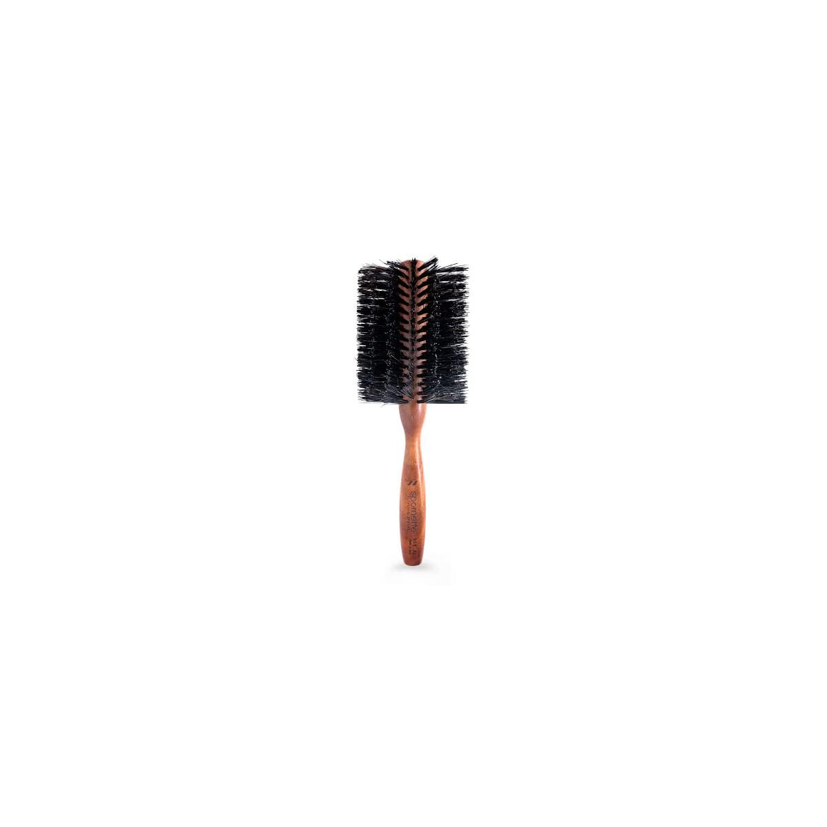 Spornette Italian XL Rounder Hair Brush - Round Double Density Boar Bristle Brush With Wooden Handle For Blow Drying, Styling, Volumizing, Straightening And Curling Medium To Long Hair (3 Inch)