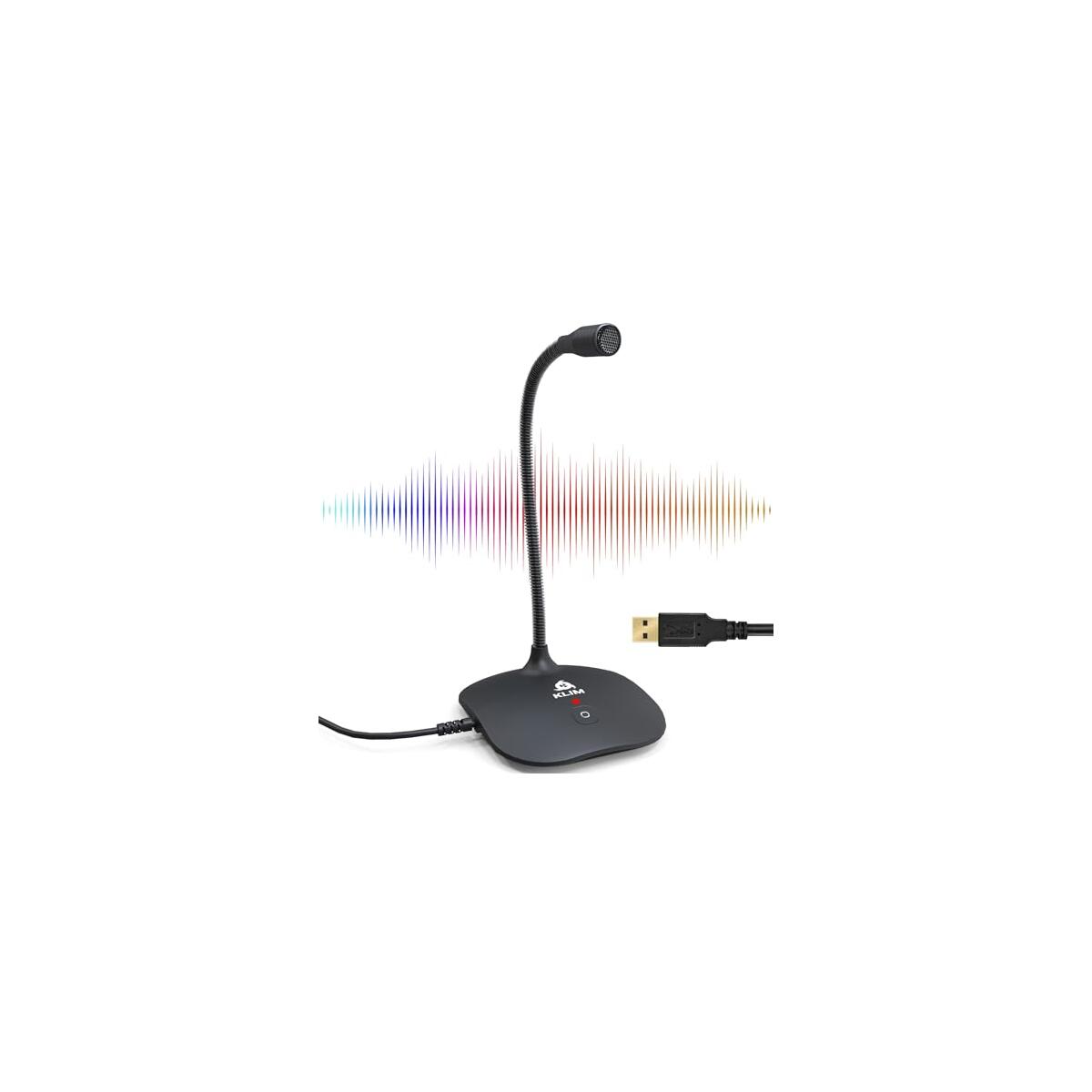 KLIM Talk USB Desk Microphone for Computer - New - Compatible with Any PC Laptop Mac - Professional Desktop Mic with Stand - Recording Gaming Streaming YouTube Podcast Mics