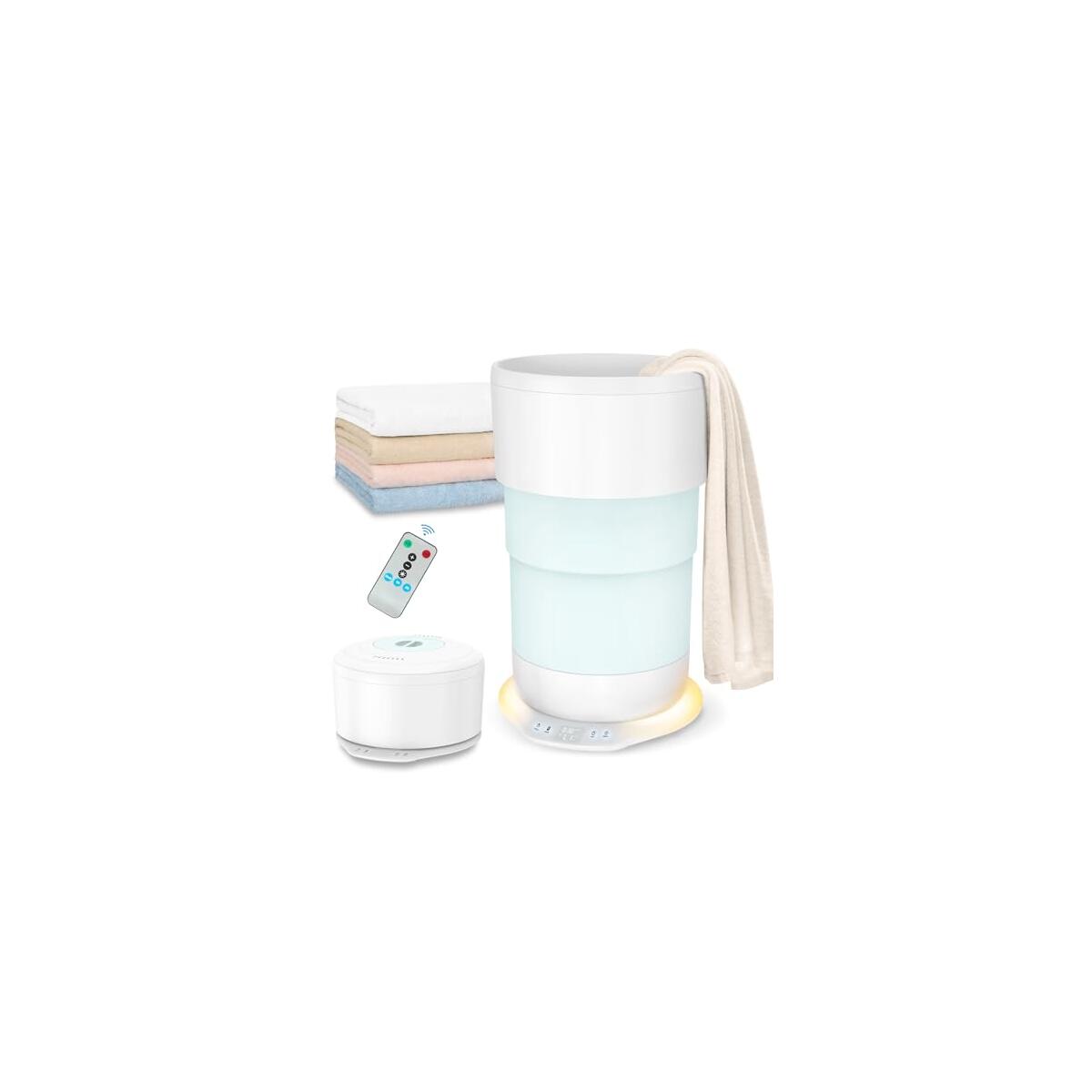 25L Large Towel Warmers for Bathroom, Upgrade Foldable Towel Warmer Bucket with Time Setting and Ambient Lighting, Auto Shut Off, Fits Up to Two 40"X70" Oversized Towels, Bathrobes, Blanket Warmer